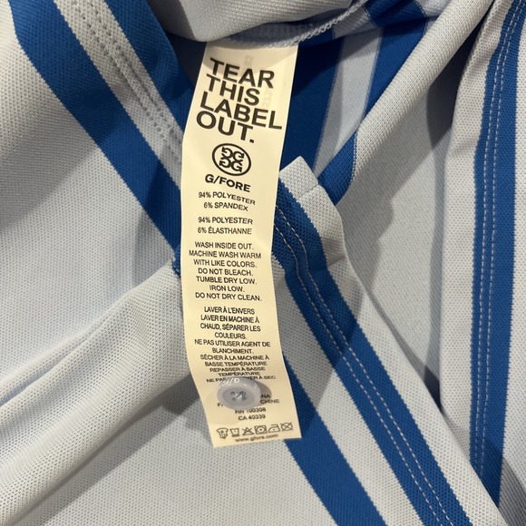 G/FORE Mens Golf Offset Multi Stripe Polo S/S Shirt Blue Size Small New With Tag - Picture 9 of 12